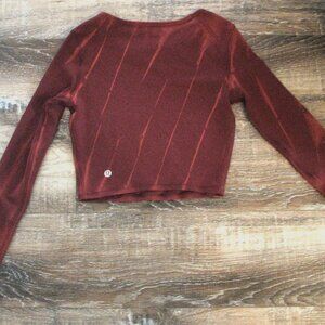 Lululemon Wunder Train Cropped Top Long Sleeve Sun Bleached Red Merlot